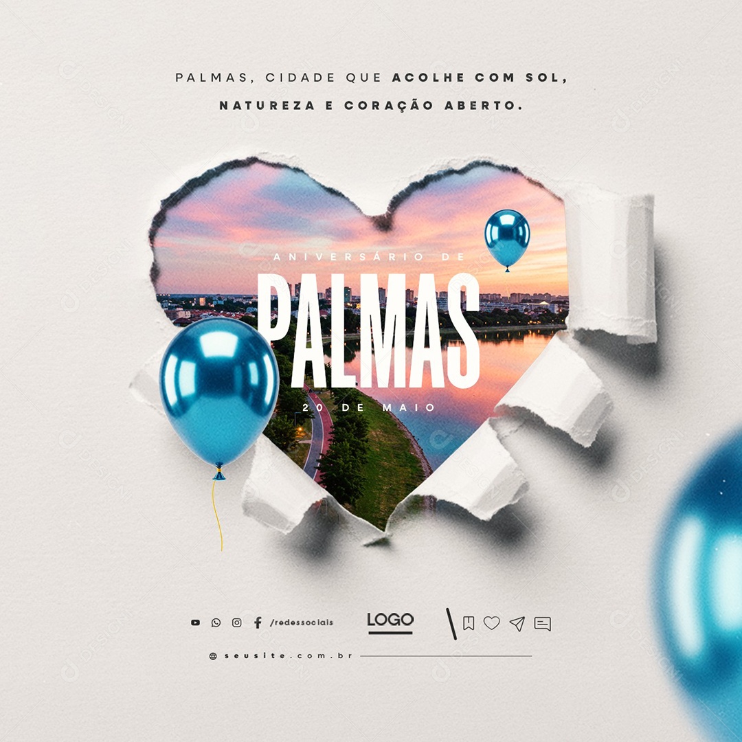 Aniversário de Palmas 20 de Maio Social Media PSD Editável