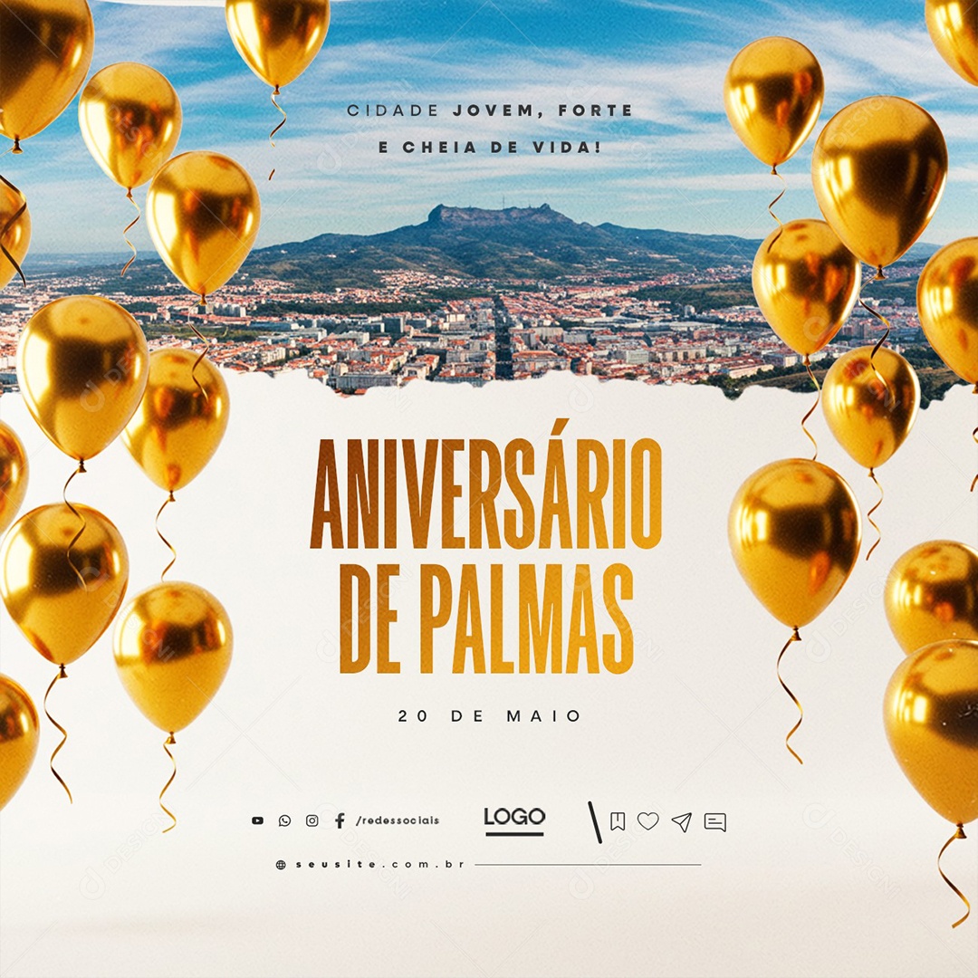 Aniversário de Palmas 20 de Maio Social Media PSD Editável