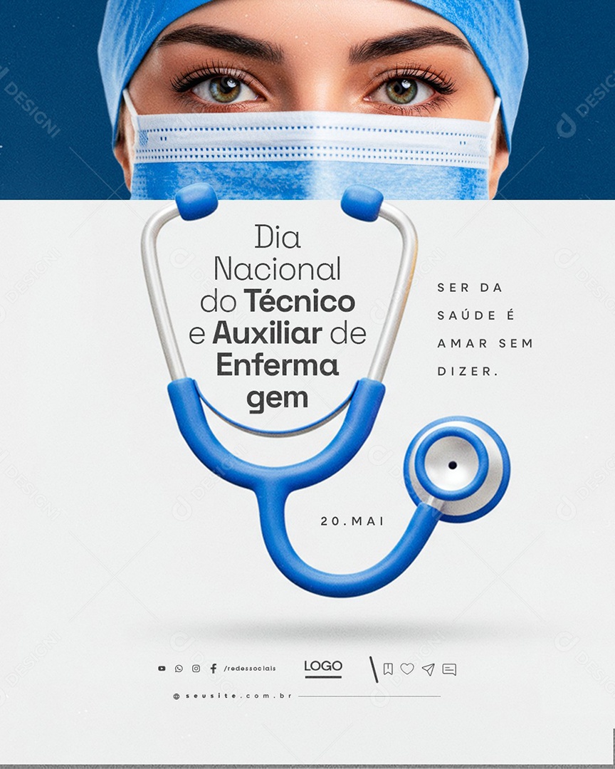 Dia Nacional do Técnico e Auxilar de Enfermagem 20 de Maio Social Media PSD Editável