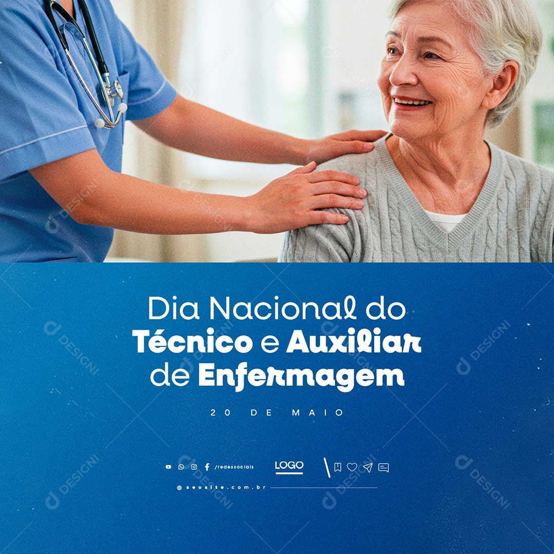 Dia Nacional do Técnico e Auxilar de Enfermagem 20 de Maio Social Media PSD Editável