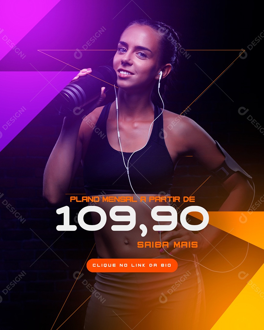 Sua Academia Equipada para Crescer Social Media PSD Editável