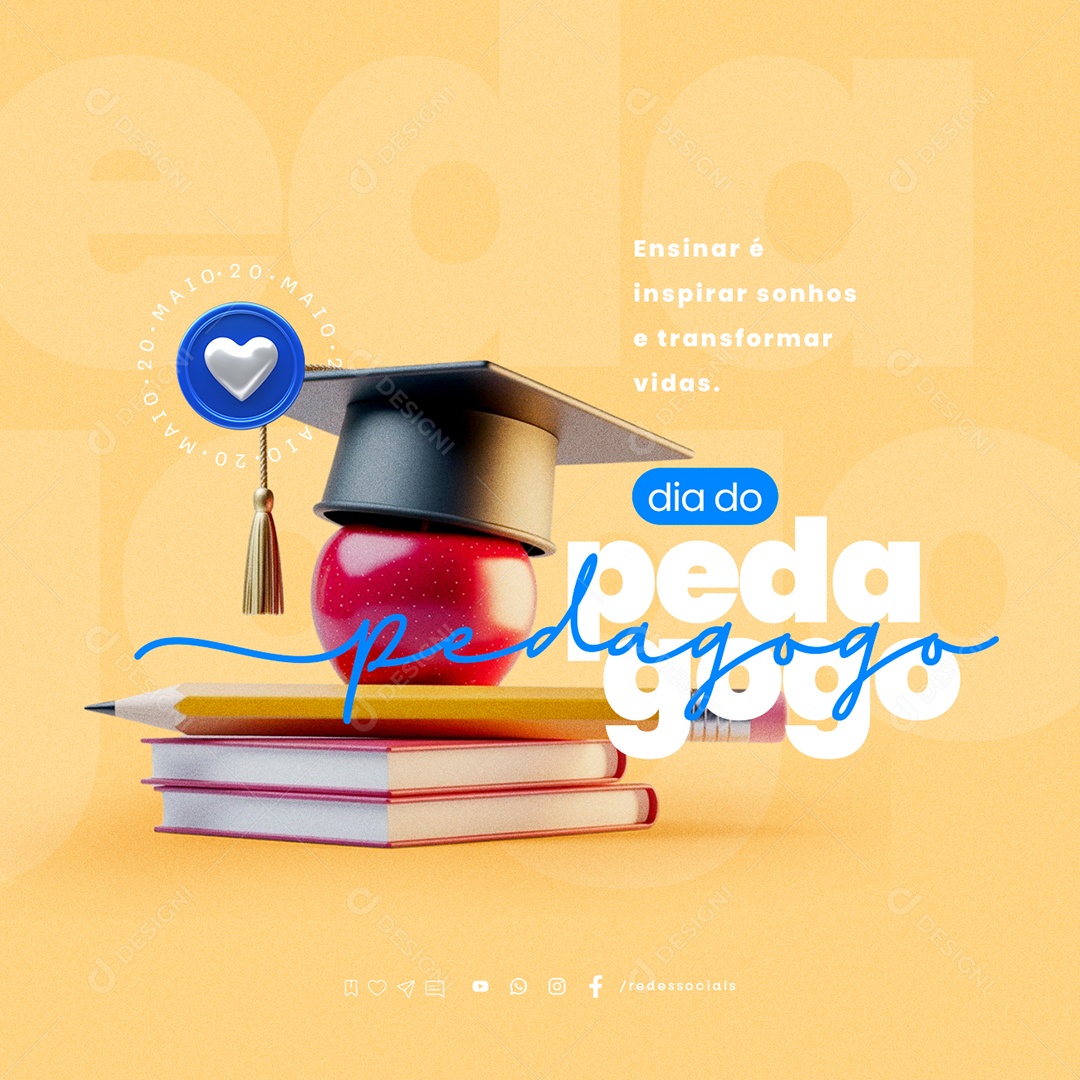 Dia do Pedagogo 20 de Maio Social Media PSD Editável