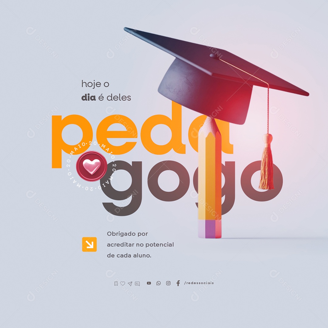Dia do Pedagogo 20 de Maio Social Media PSD Editável