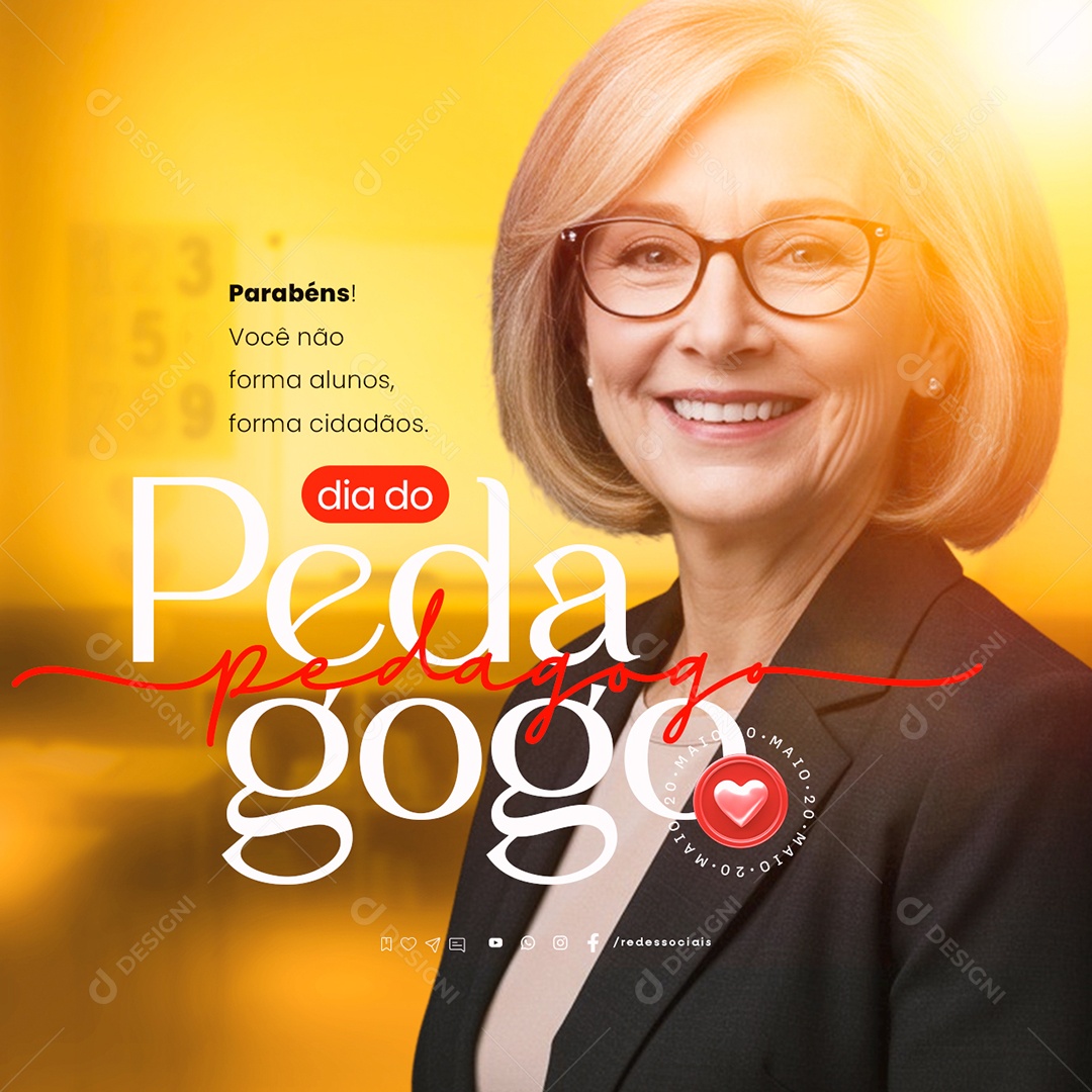 Dia do Pedagogo 20 de Maio Social Media PSD Editável