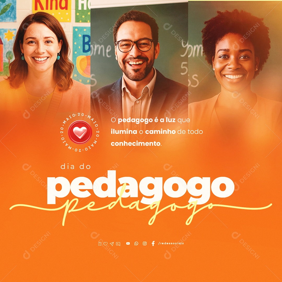 Dia do Pedagogo 20 de Maio Social Media PSD Editável