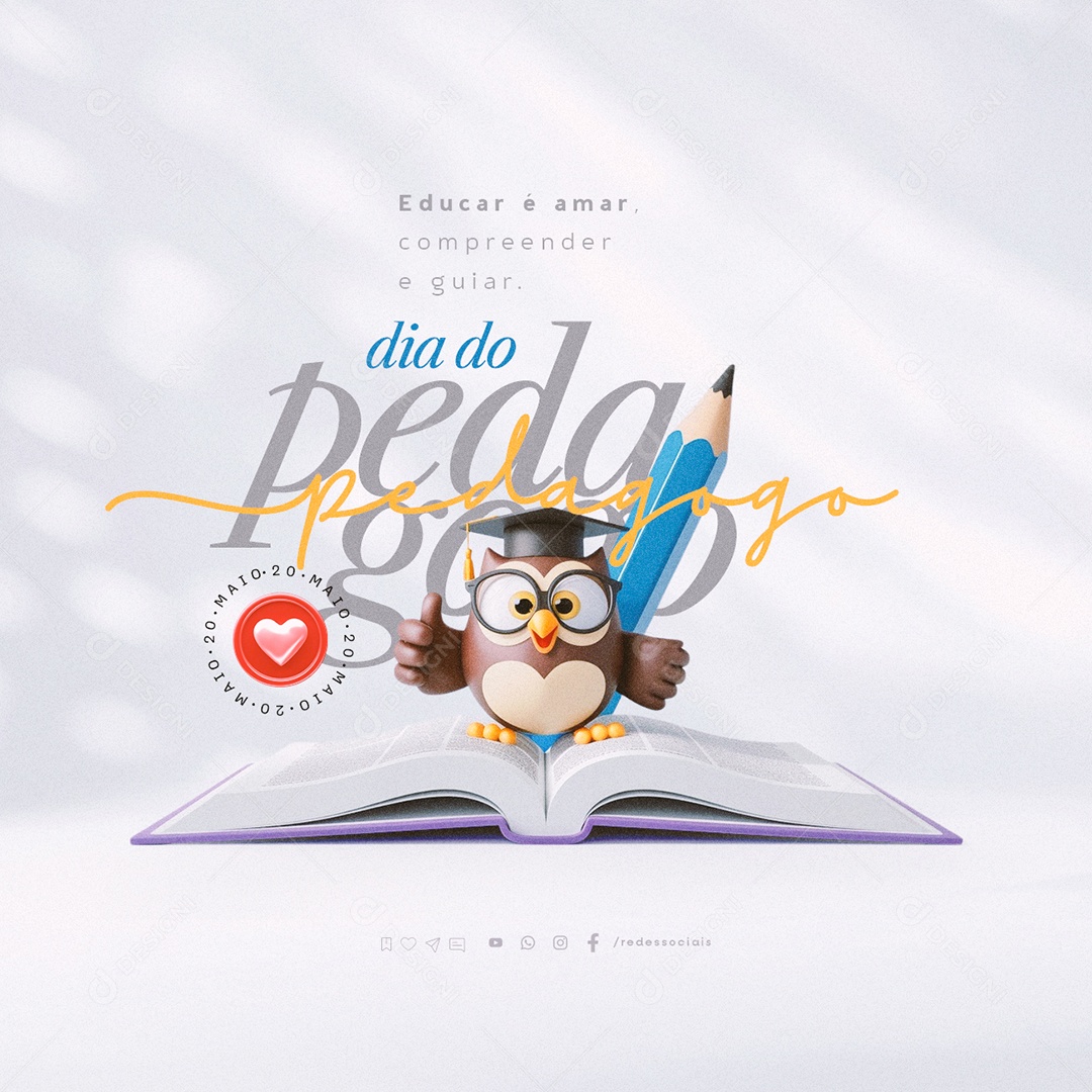 Dia do Pedagogo 20 de Maio Social Media PSD Editável