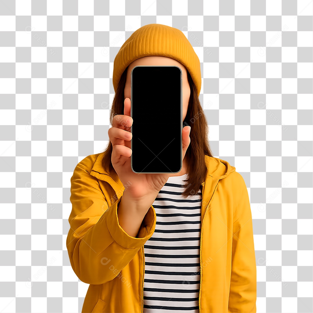 Mulher Segurando Celular PNG Transparente