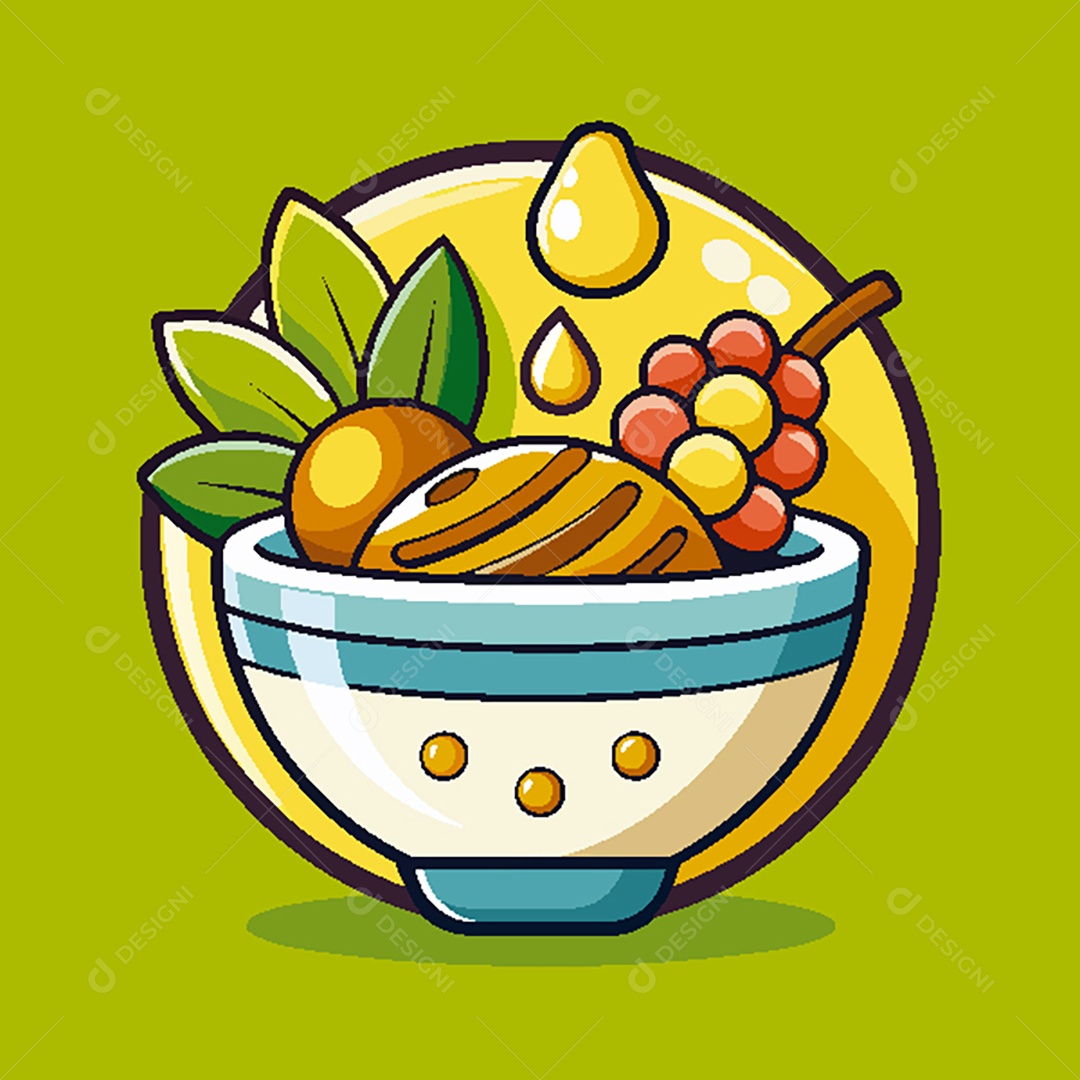 Modelo de Ícone de Logo Tigela de Frutas Vetor EPS