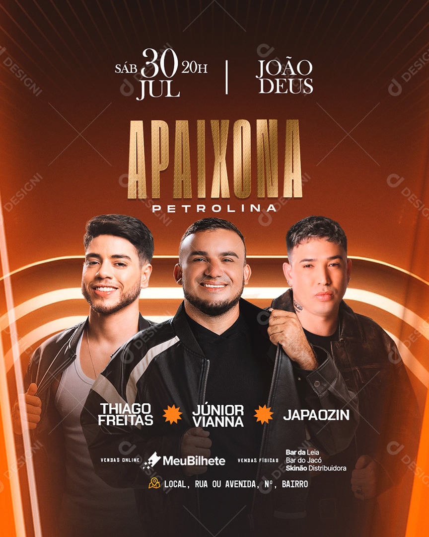 Feed Flyer Agenda Evento Apaixona Petrolina Social Media PSD Editável