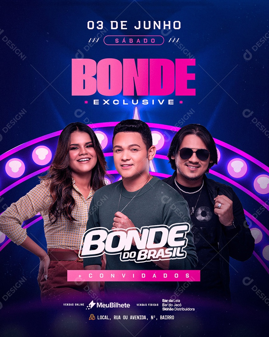 Feed Flyer Agenda Evento Bonde Exclusive Social Media PSD Editável