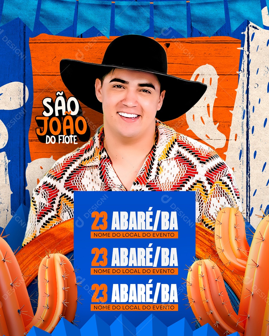 Feed Flyer Agenda São João Social Media PSD Editável