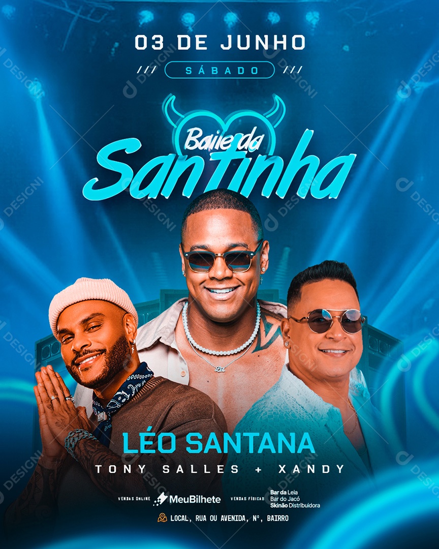 Feed Flyer Evento Baile da Santinha Social Media PSD Editável