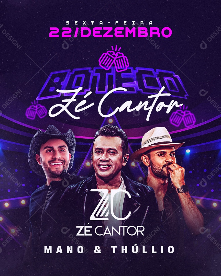 Feed Flyer Evento Boteco Do Zé Social Media PSD Editável