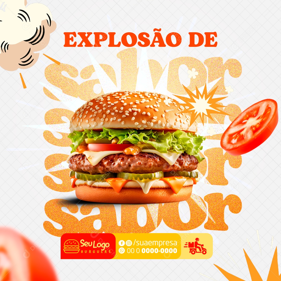 Flyer Explosão De Sabor Social Media PSD Editável