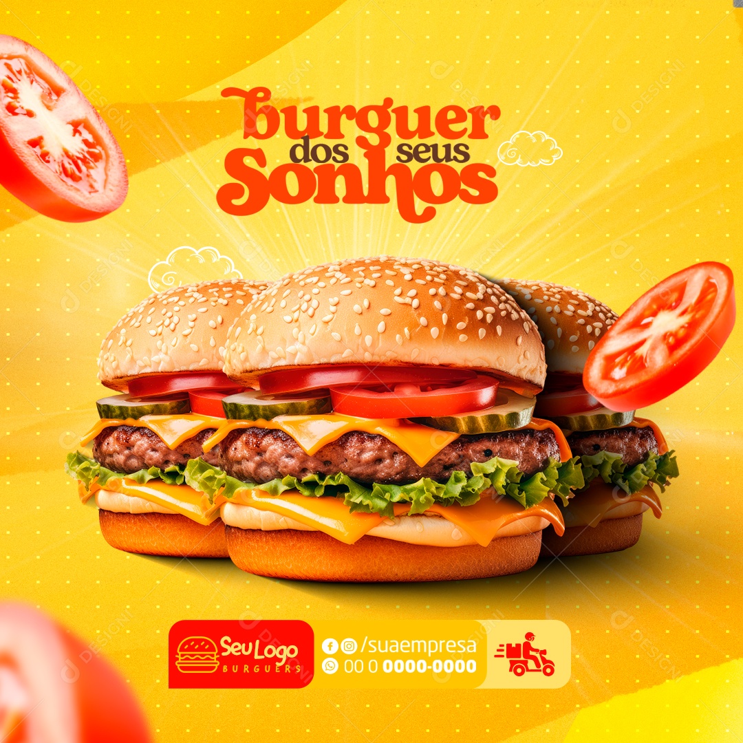 Flyer Hamburguer dos Sonhos Social Media PSD Editável
