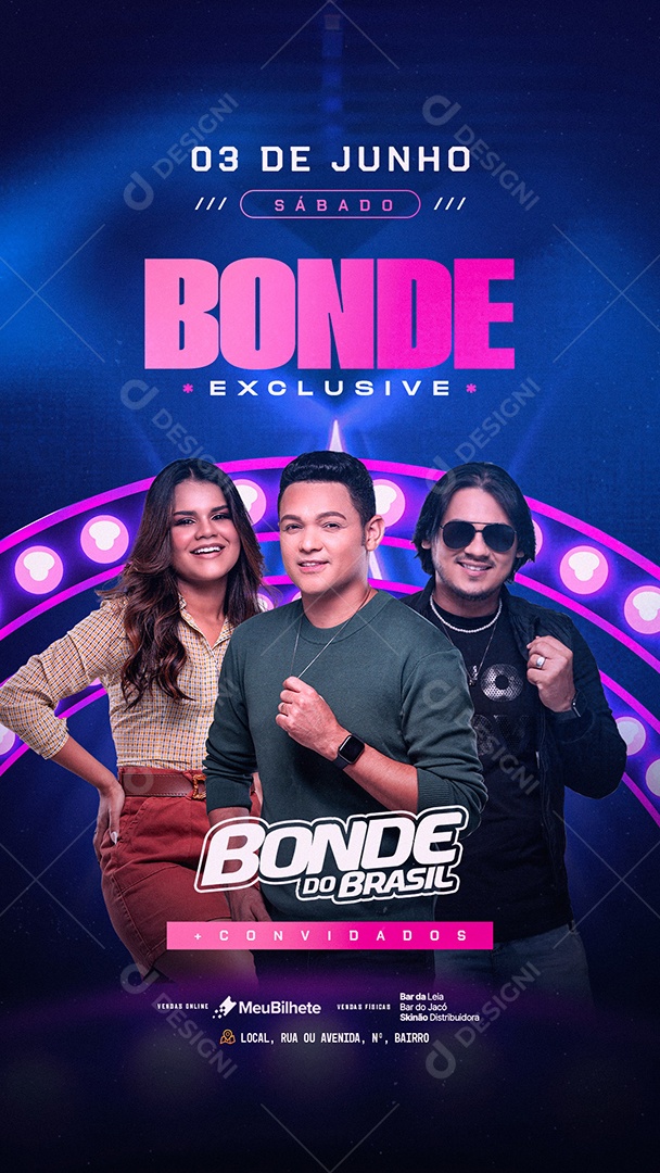 Story Flyer Agenda Evento Bonde Exclusive Social Media PSD Editável