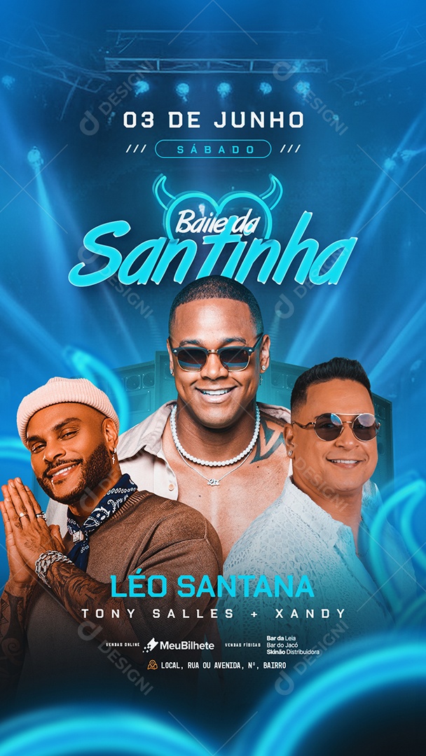Story Flyer Evento Baile da Santinha Social Media PSD Editável