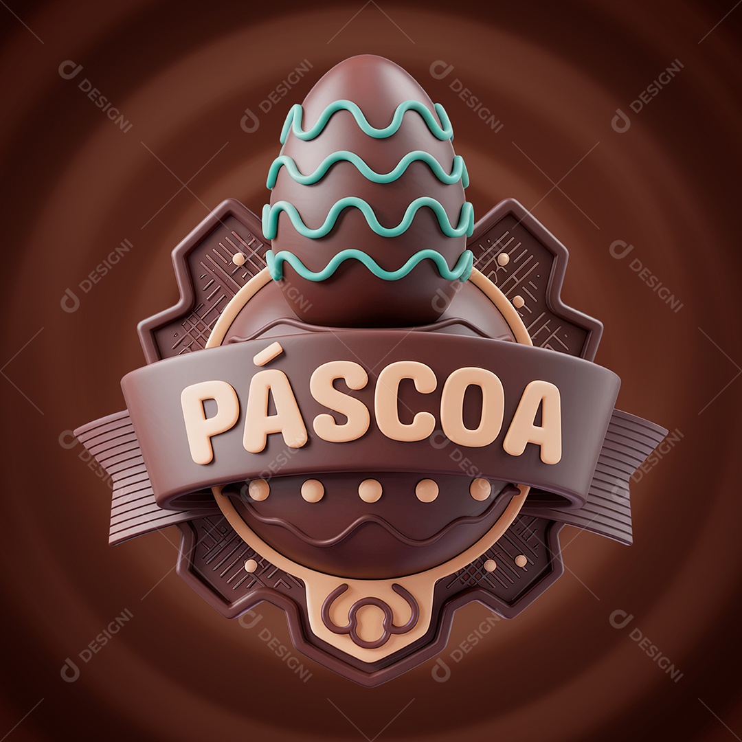 Páscoa Selo 3D para Composição PSD