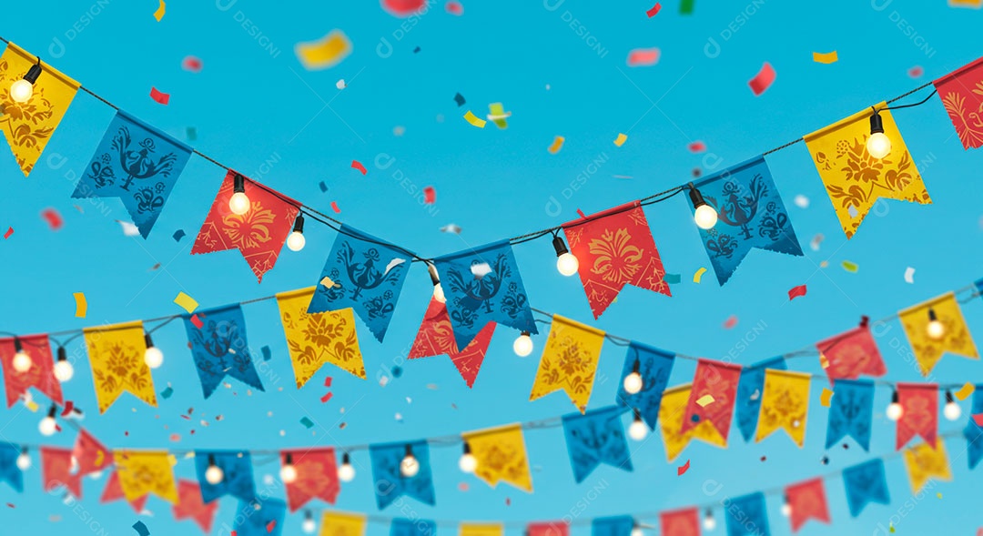 Cenário de São João bandeirinhas em uma festa