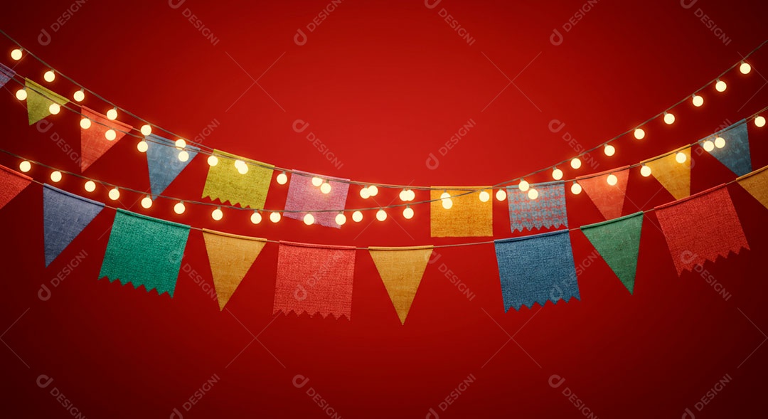 Cenário de São João bandeirinhas em uma parede