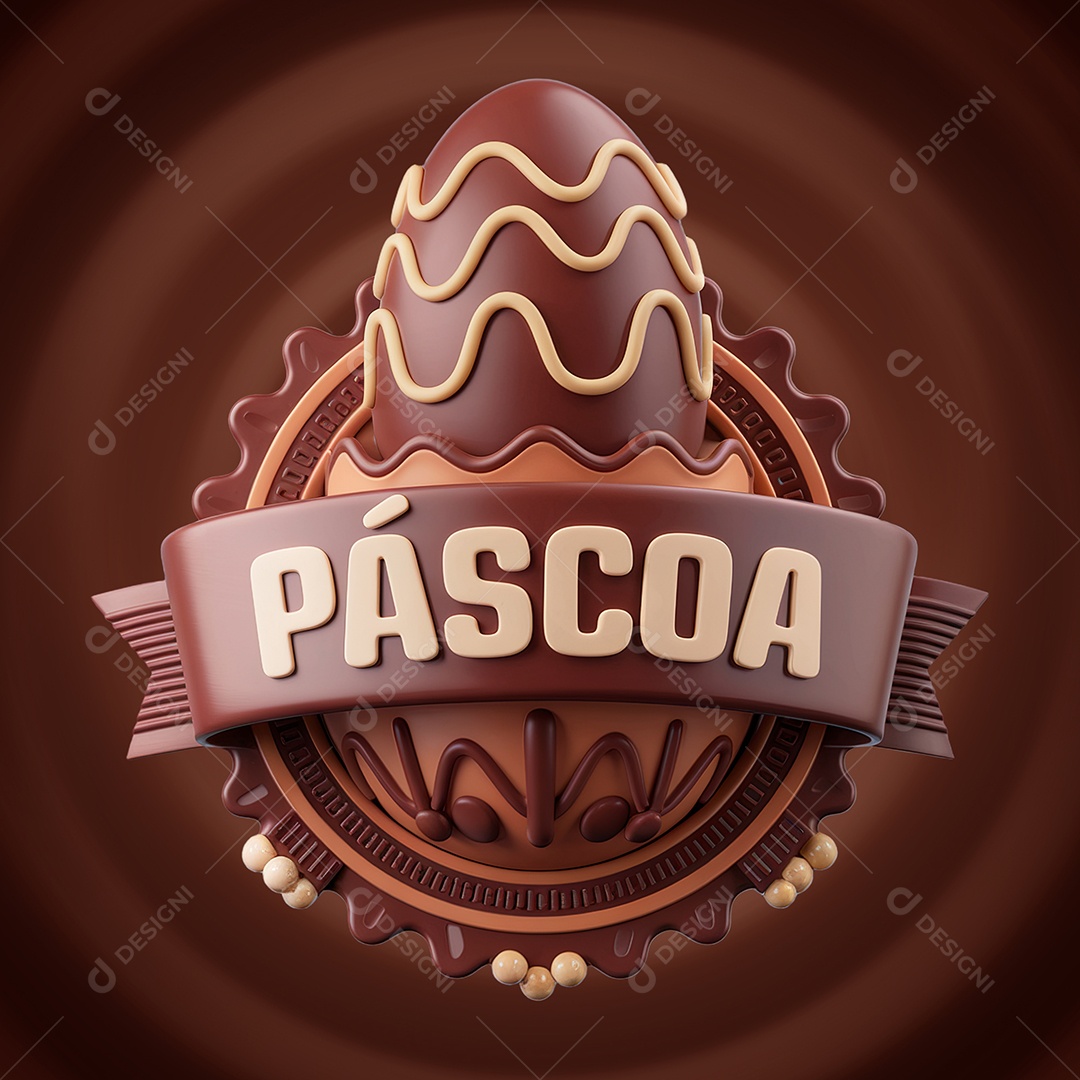 Páscoa Selo 3D para Composição PSD