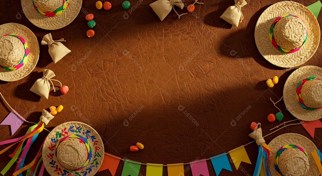 Cenário de São João bandeirinhas em uma parede