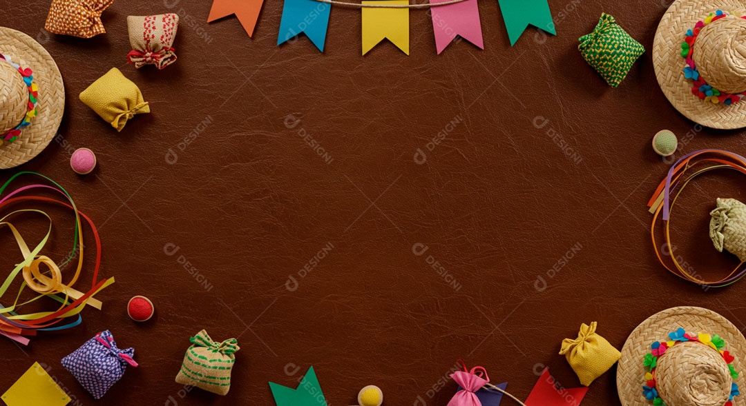 Cenário de São João bandeirinhas em uma parede