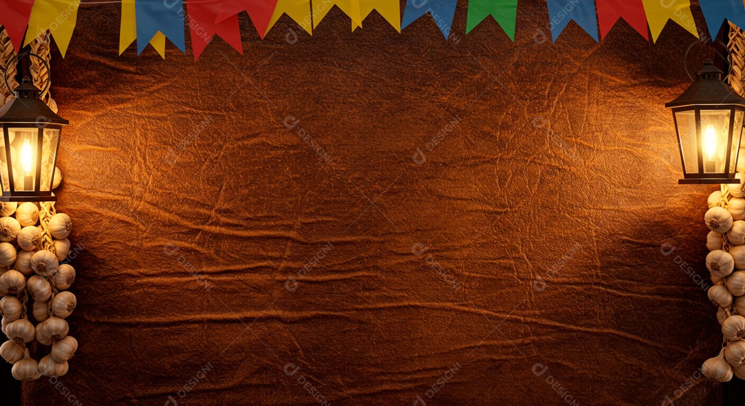 Cenário de São João bandeirinhas em uma parede