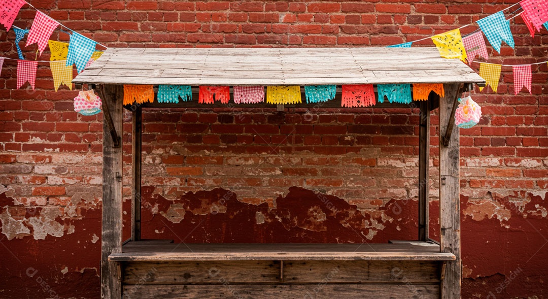 Cenário de São João bandeirinhas em uma rua
