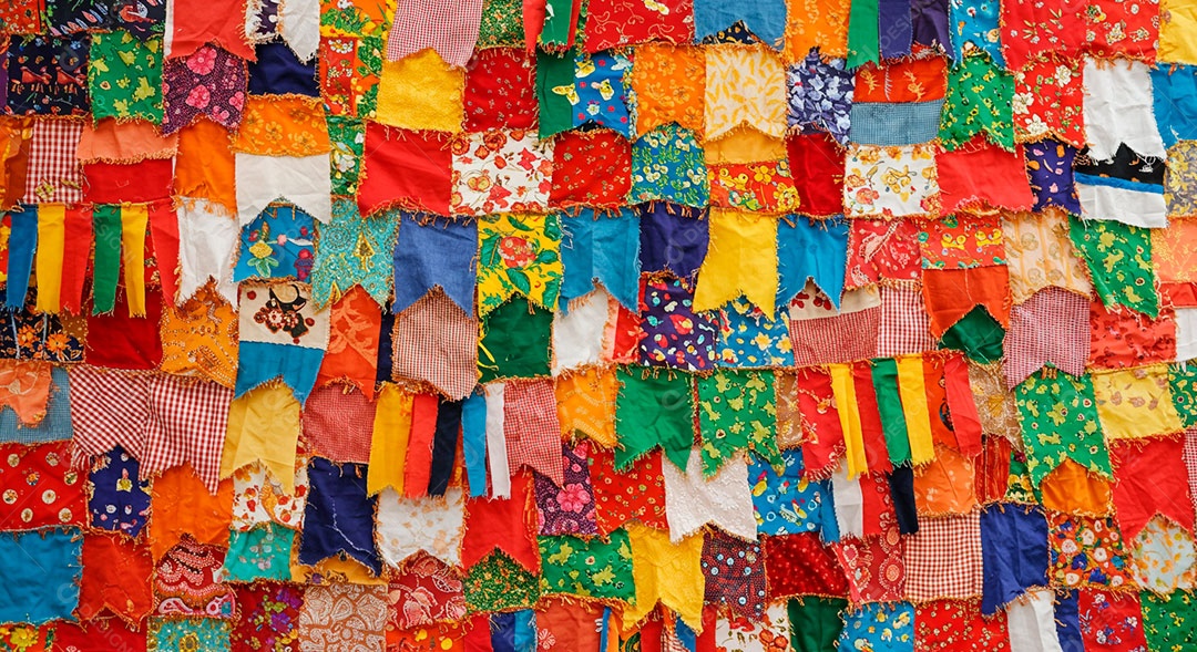 Cenário de São João bandeirinhas em uma parede