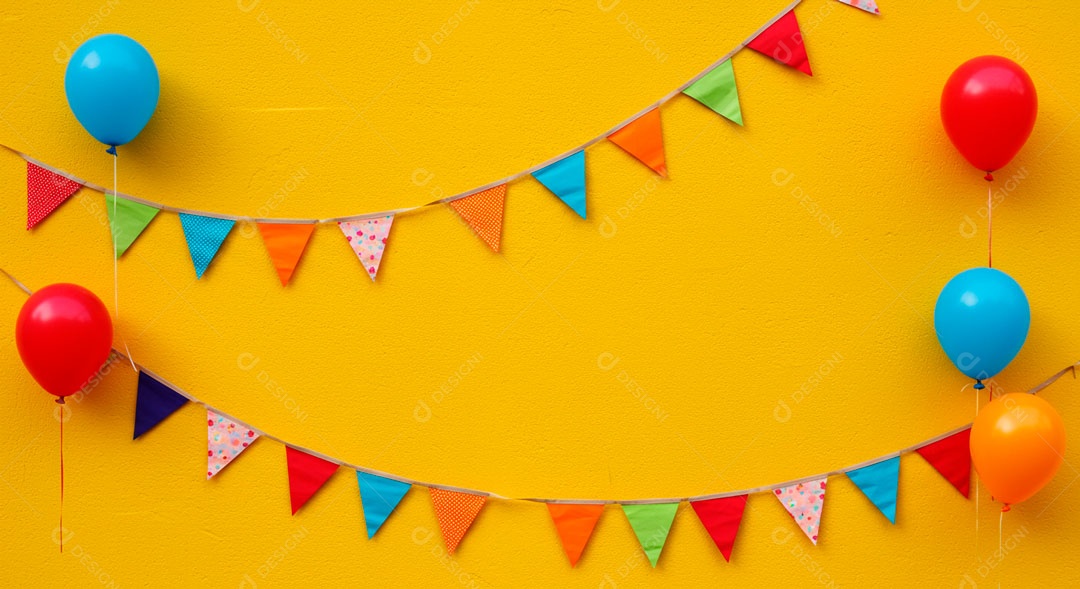 Cenário de São João bandeirinhas em uma parede