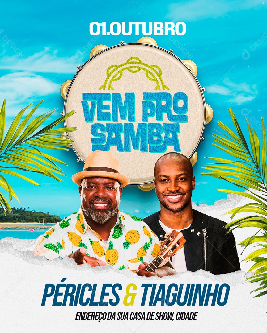 Feed Flyer Vem Pro Samba Social Media PSD Editável