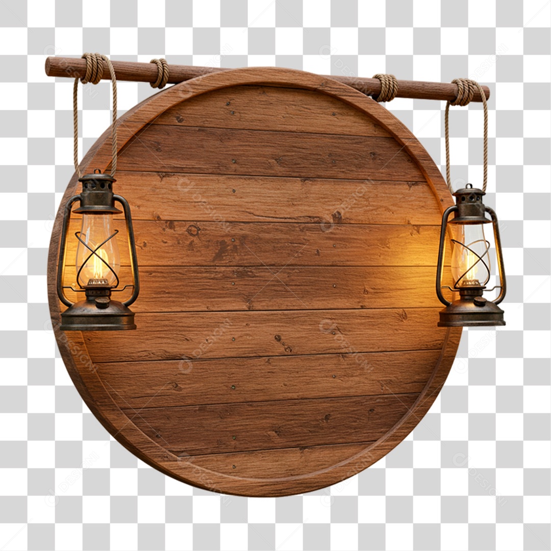 Placa de Madeira com Lâmpadas PNG Transparente