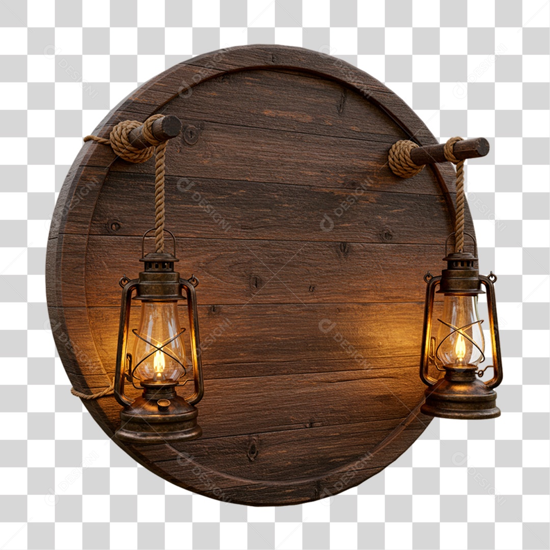 Placa de Madeira com Lâmpadas PNG Transparente