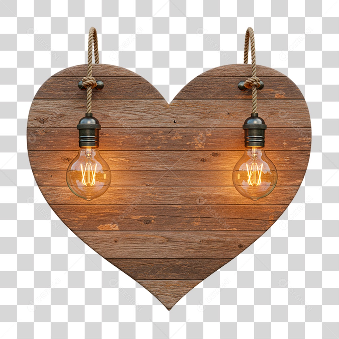 Placa de Madeira com Lâmpadas PNG Transparente