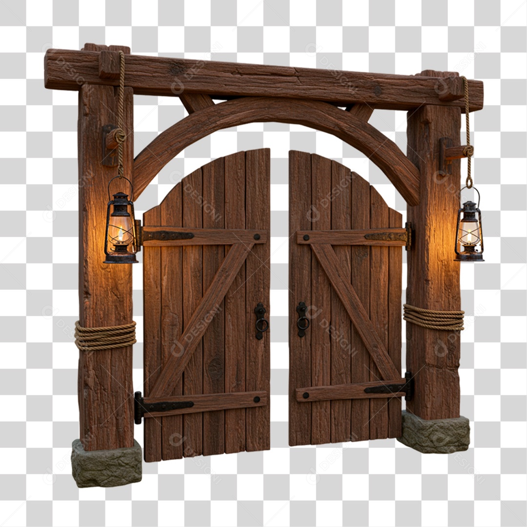 Portal de Madeira PNG Transparente