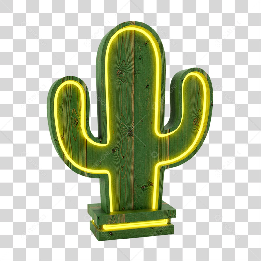 Cacto com Neon PNG Transparente