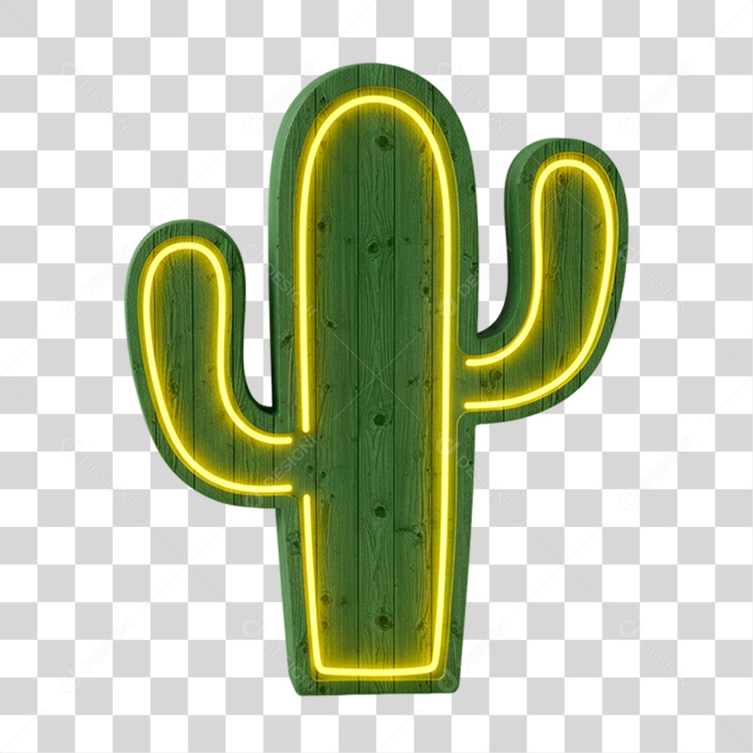 Cacto com Neon PNG Transparente