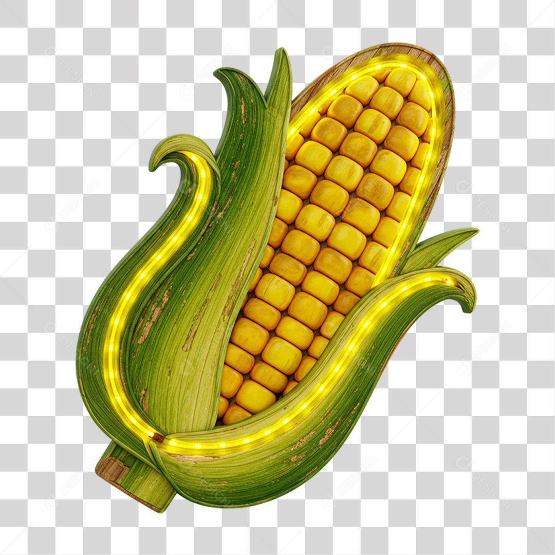 Milho com Neon PNG Transparente