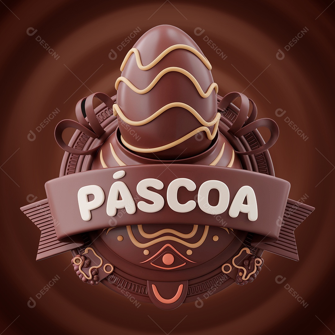 Páscoa Selo 3D para Composição PSD