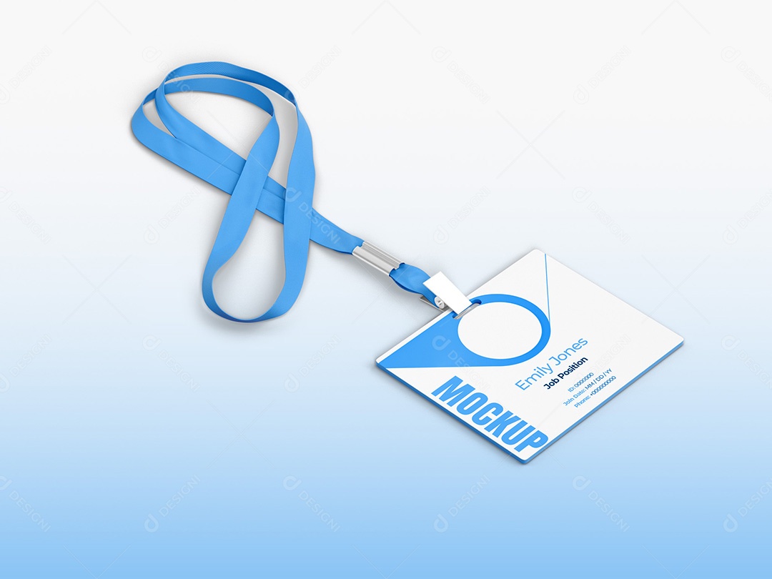 Crachá de Identificação Mockup Empresa Funcionário Informações PSD Editável