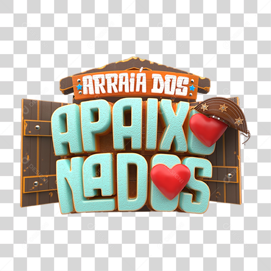 Selo 3D Arraiá dos Apaixonados PNG Transparente