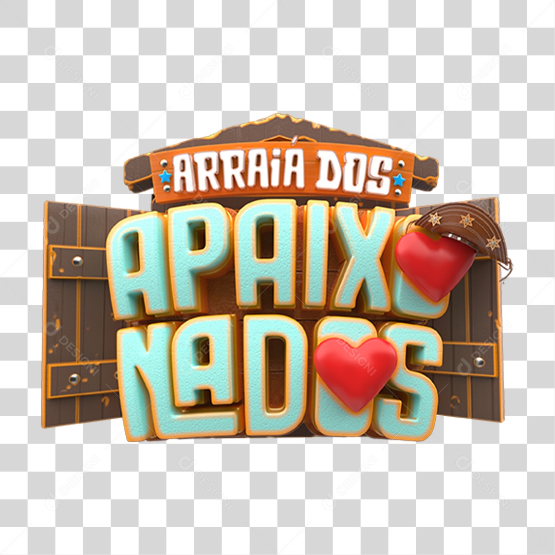 Selo 3D Arraiá dos Apaixonados PNG Transparente