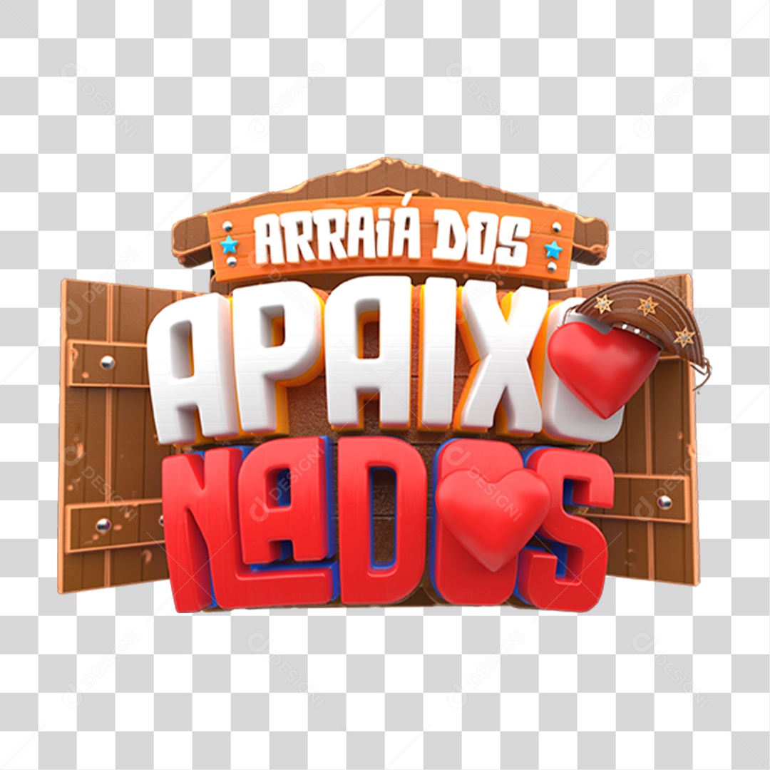 Selo 3D Arraiá dos Apaixonados PNG Transparente