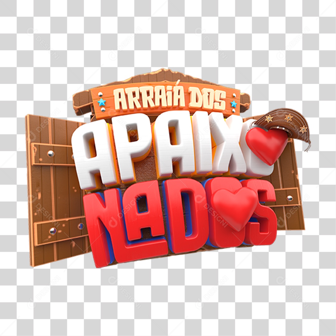 Selo 3D Arraiá dos Apaixonados PNG Transparente