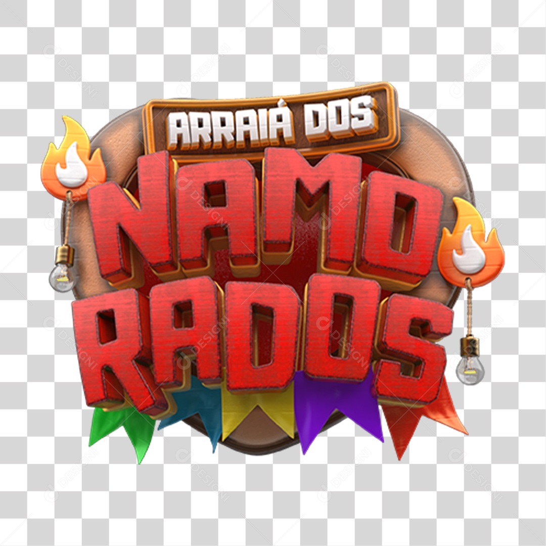 Selo 3D Arraiá dos Namorados PNG Transparente