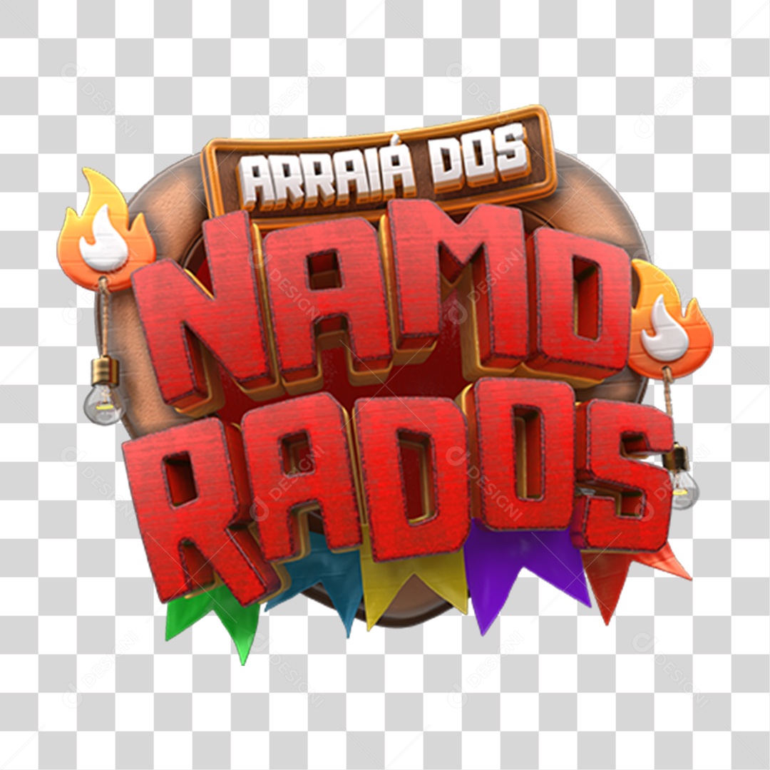 Selo 3D Arraiá dos Namorados PNG Transparente