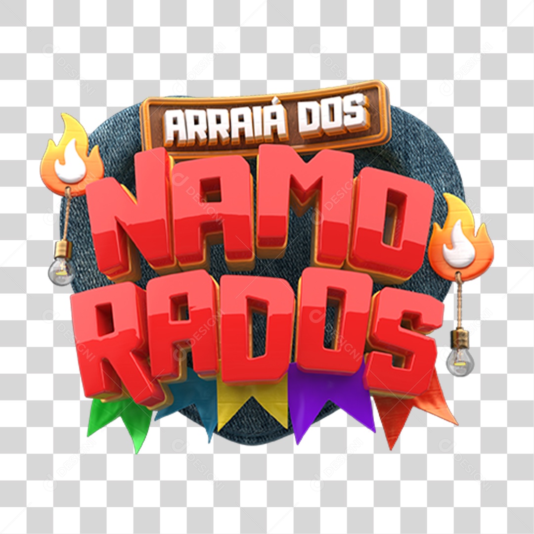 Selo 3D Arraiá dos Namorados PNG Transparente