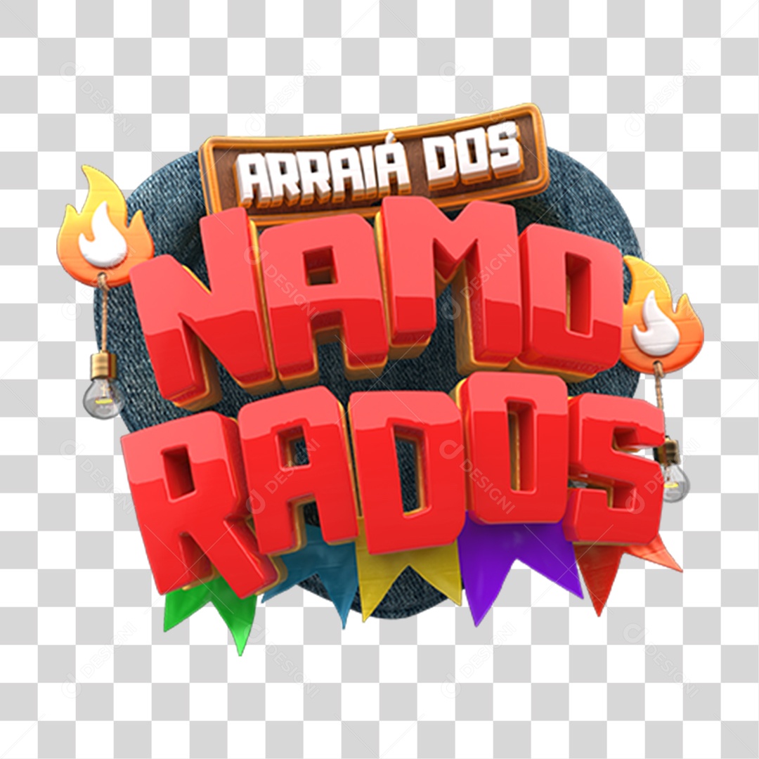 Selo 3D Arraiá dos Namorados PNG Transparente