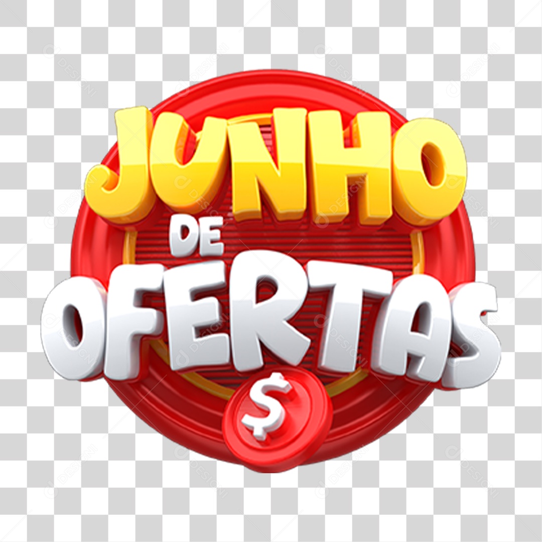 Selo 3D Junho de Ofertas PNG Transparente